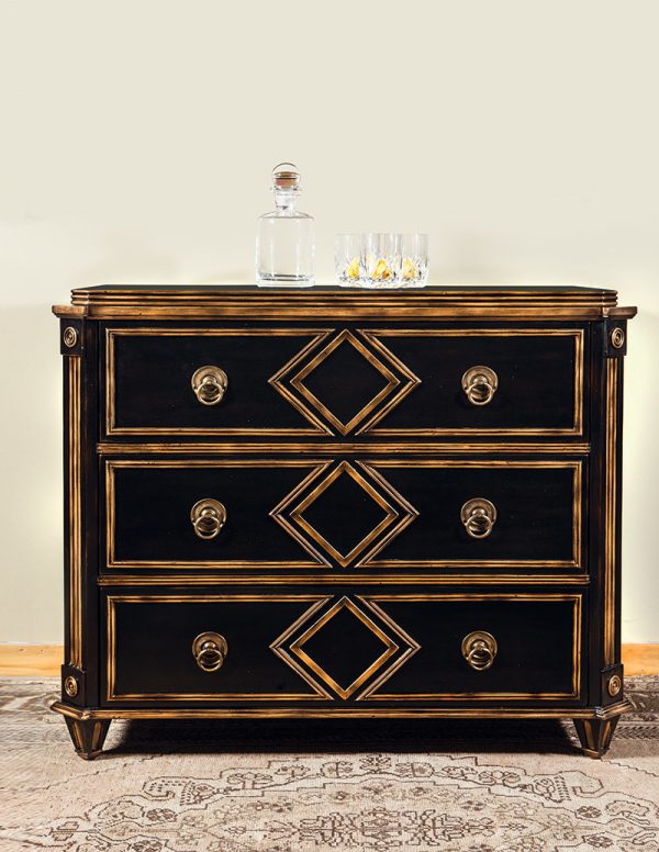French Chest Black Gilded Nowell Co